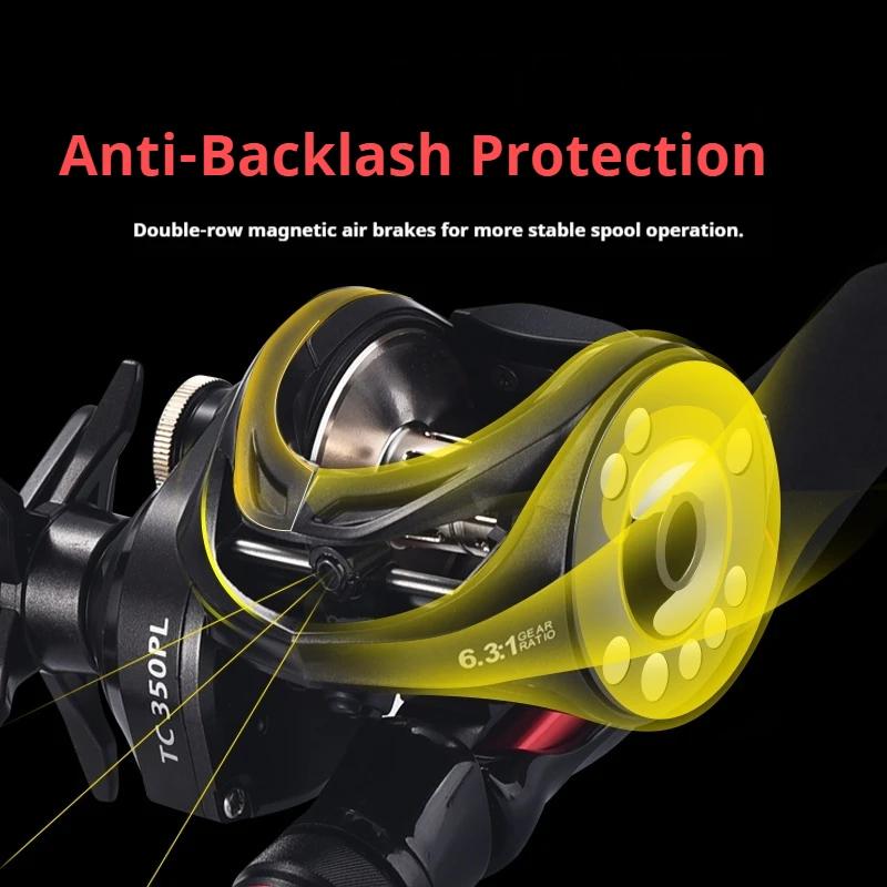 Moulinet Baitcasting de pêche en mer Lézard, bobine en métal de grande capacité, lancer longue porté