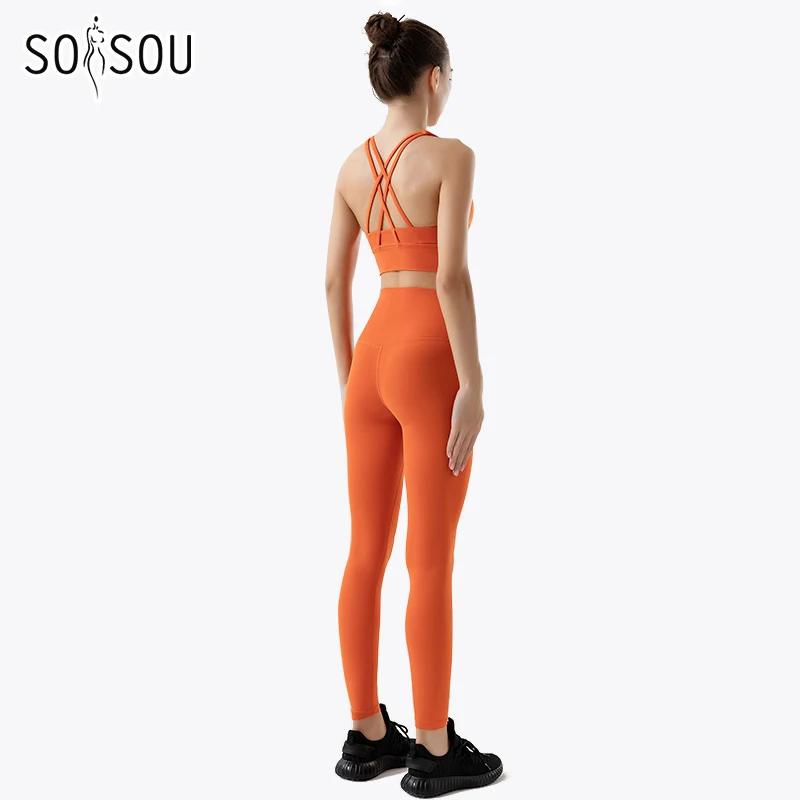 SOISOU-Vêtements de yoga en nylon pour femmes, leggings de fitness, soutien-gorge de sport, ensemble