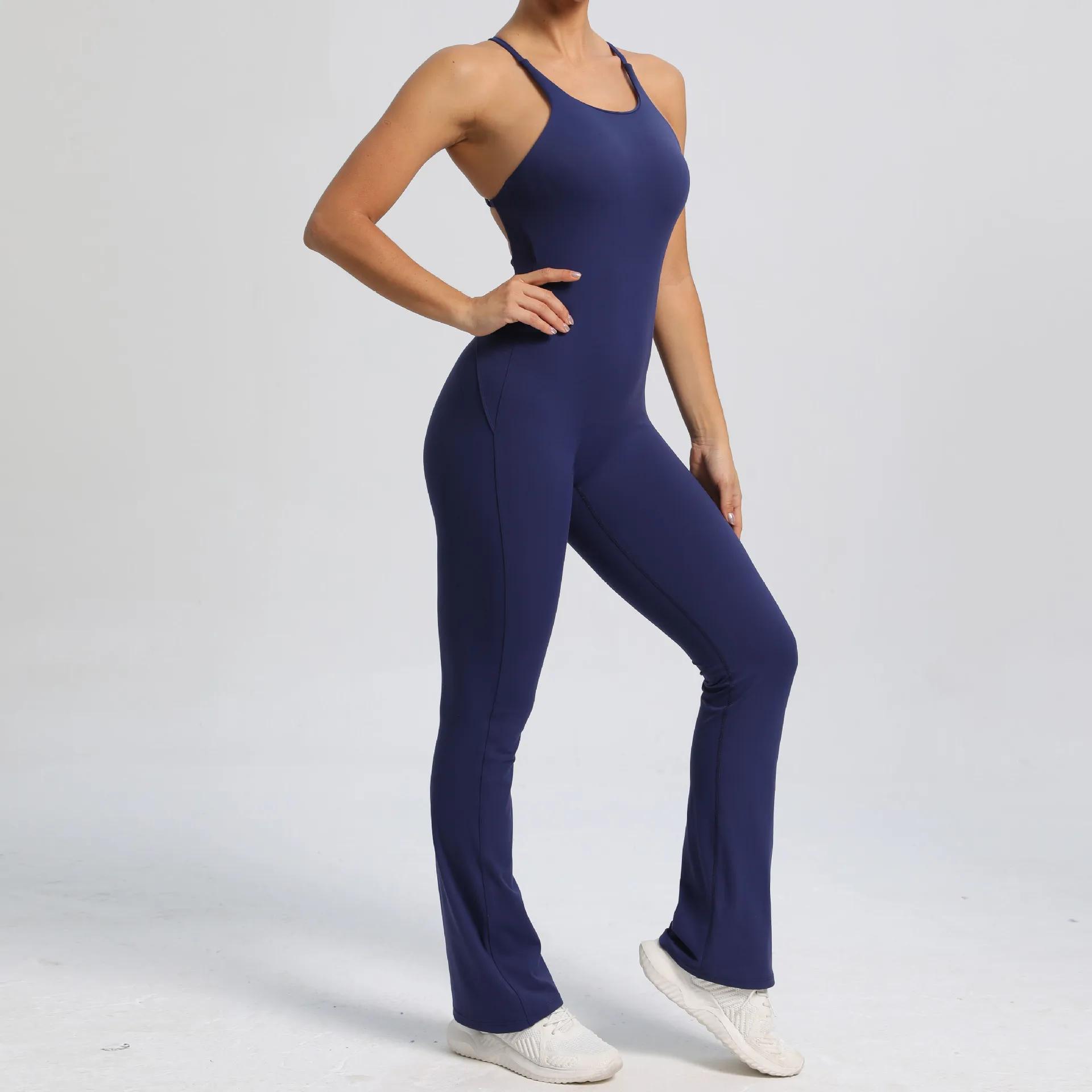 Body sexy vêtements de sport femmes - Costume yoga v-back maillot sport camping une pièce