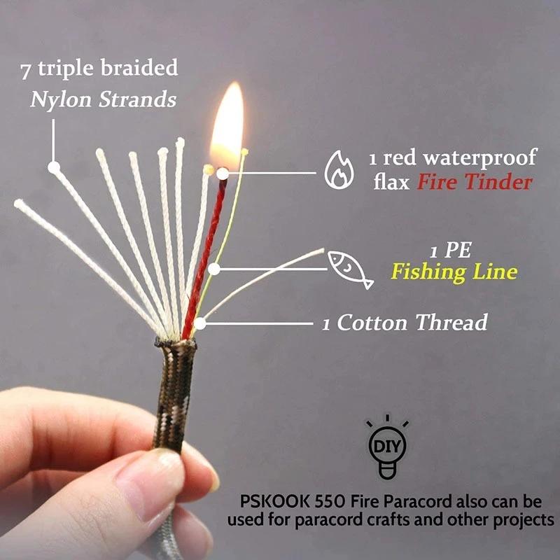 Paracorde 550 à 10 cœurs, 4mm, outil de survie pour Camping en plein air, corde de feu PE, ligne de