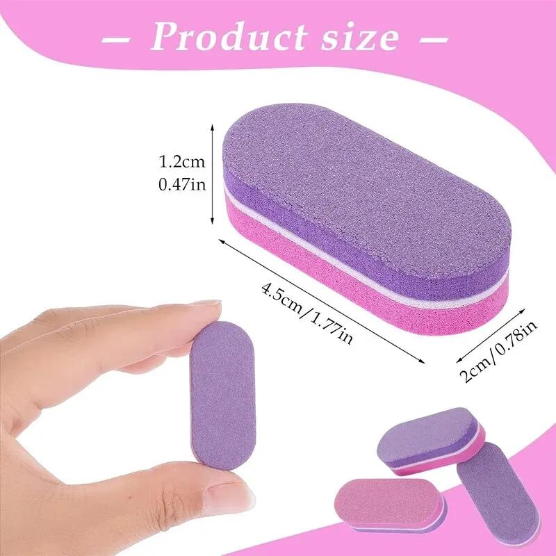 50 pièces Mini limes à ongles bloc 100/180 grain éponge tampons pour ongles en acrylique bloc de pol