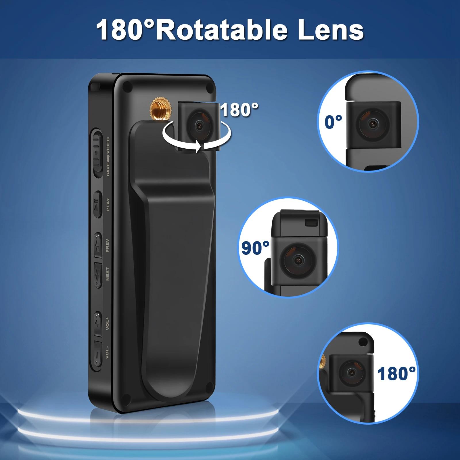 Wars DLION-Mini Caméra A32 Full HD 1080P, Détection de Mouvement, Petit Caméscope Rotatif à 180 °, p