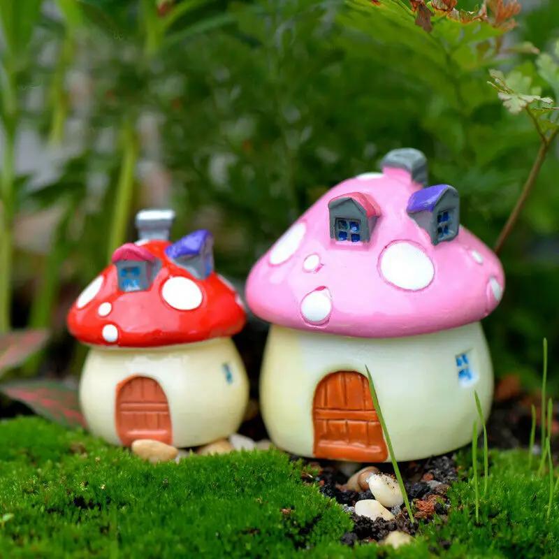 Accessoires de jardin féerique, 4 tailles, ornement de champignon Miniature, Statue, Pot de plante,