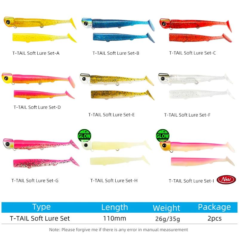 TSURINOYA 110mm 35g longue coulée tête de gabarit queue en T ensemble de leurre souple 2 pièces queu