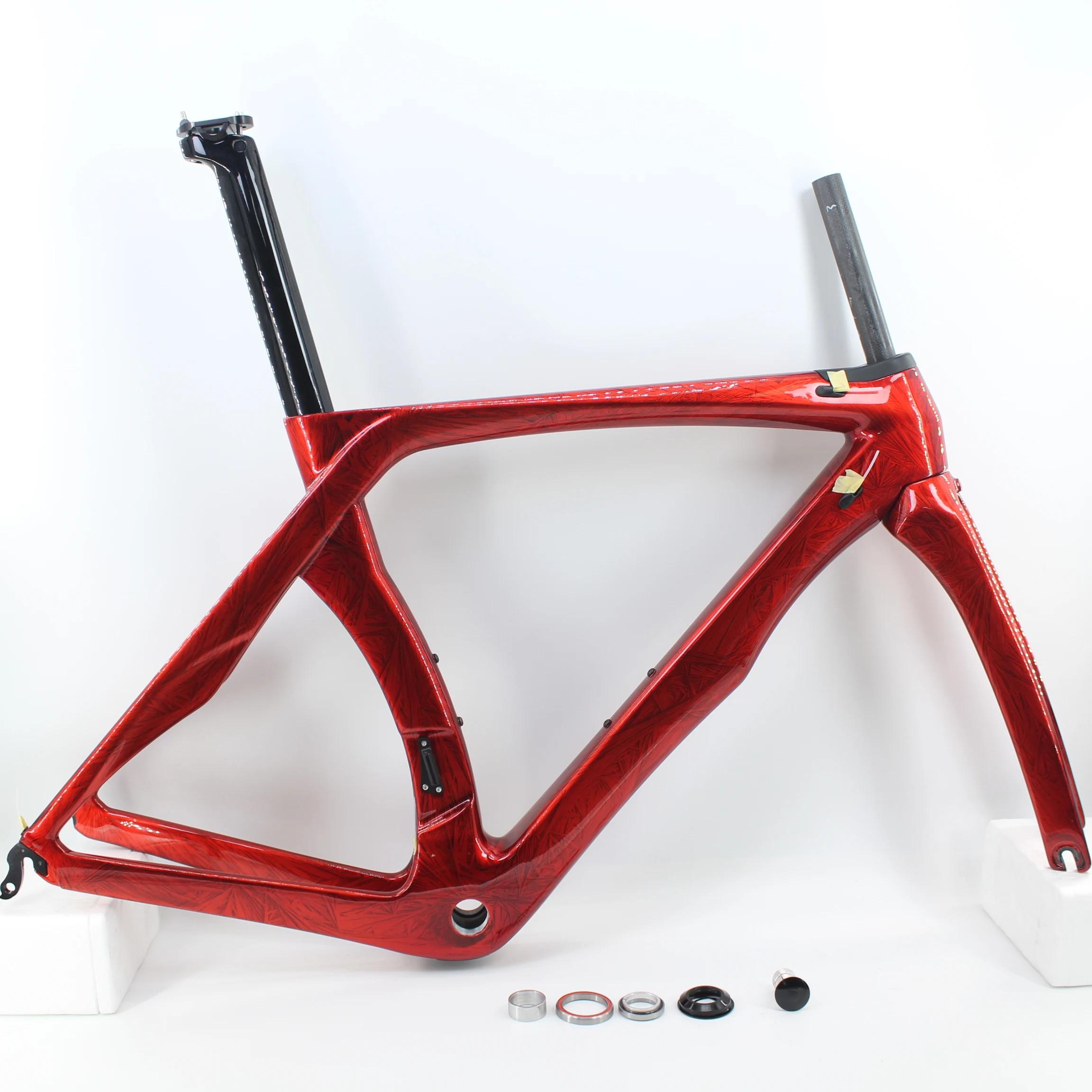 RBK-cadre de vélo de route en fibre de carbone, 700C, T1100 3K, fourche + tige de dégager + pince +