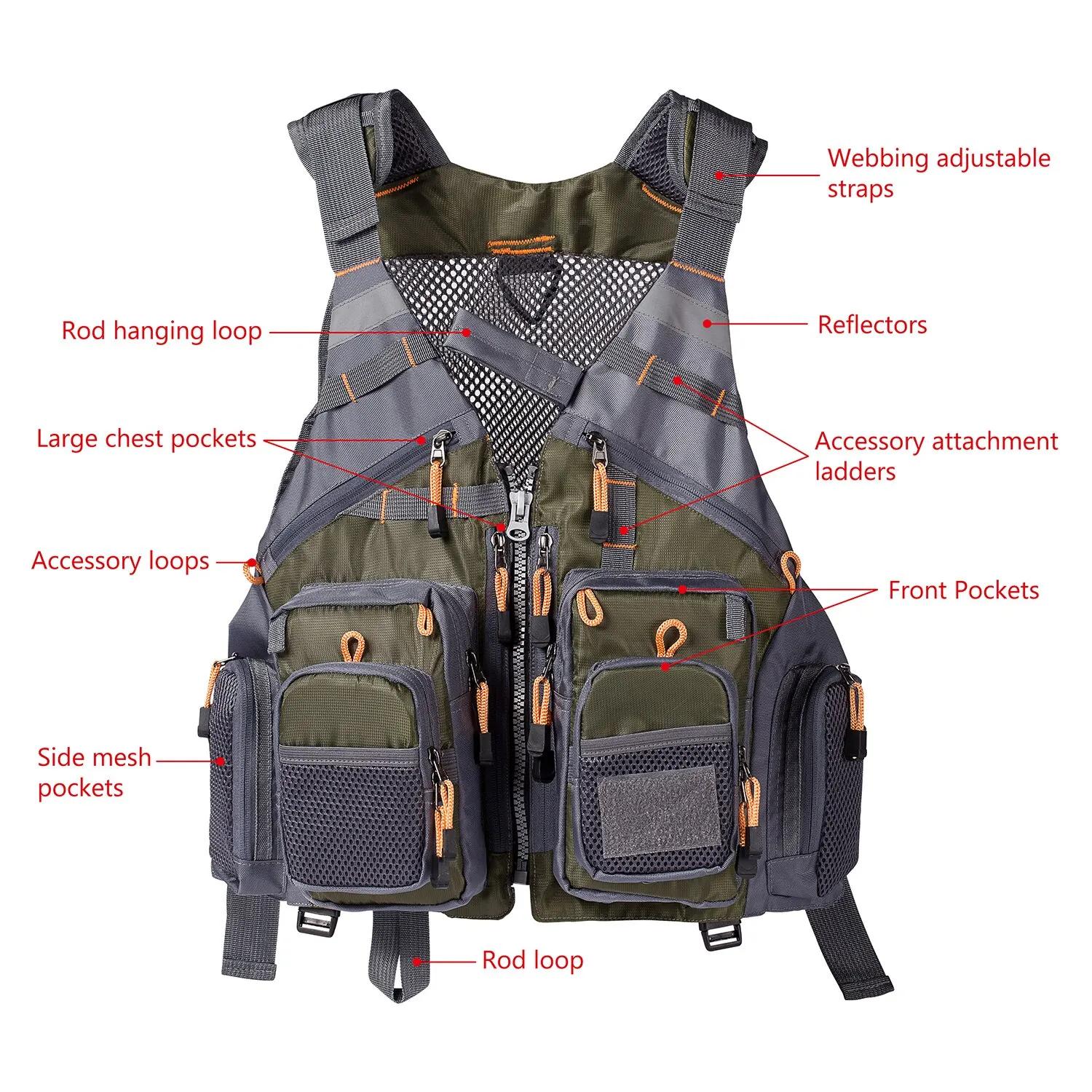 Bassdash respirant gilet de pêche Sports de plein air mouche natation gilet réglable