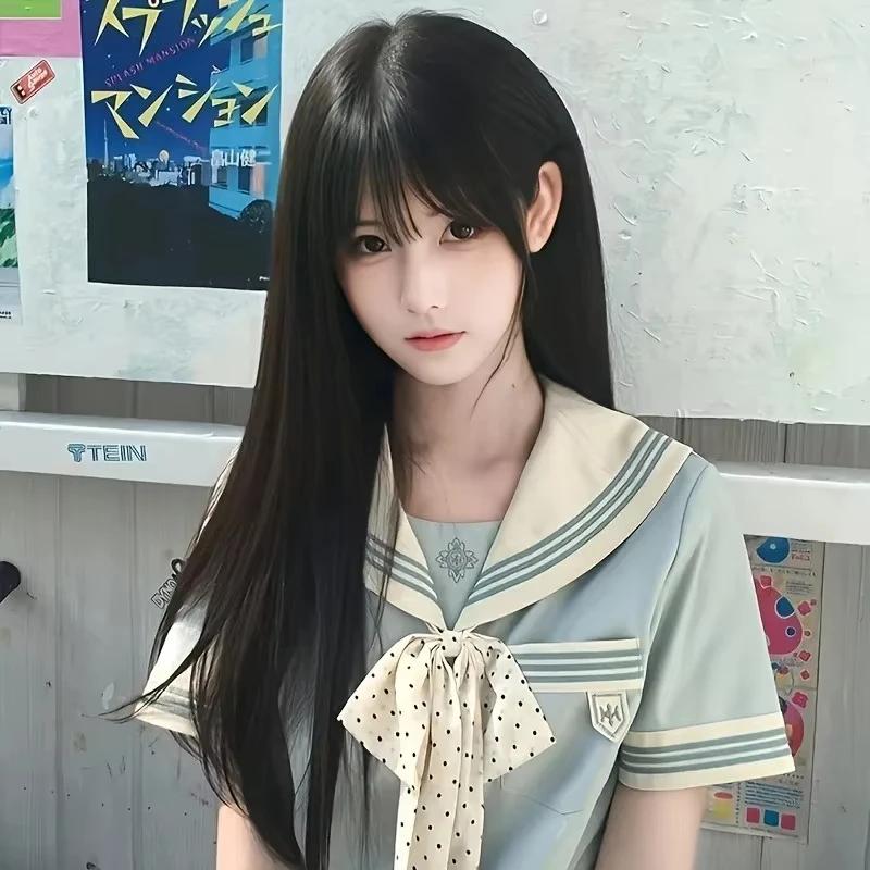 Perruque longue droite synthétique noire la plus vendue pour le cosplay d'Halloween et l'usage quoti