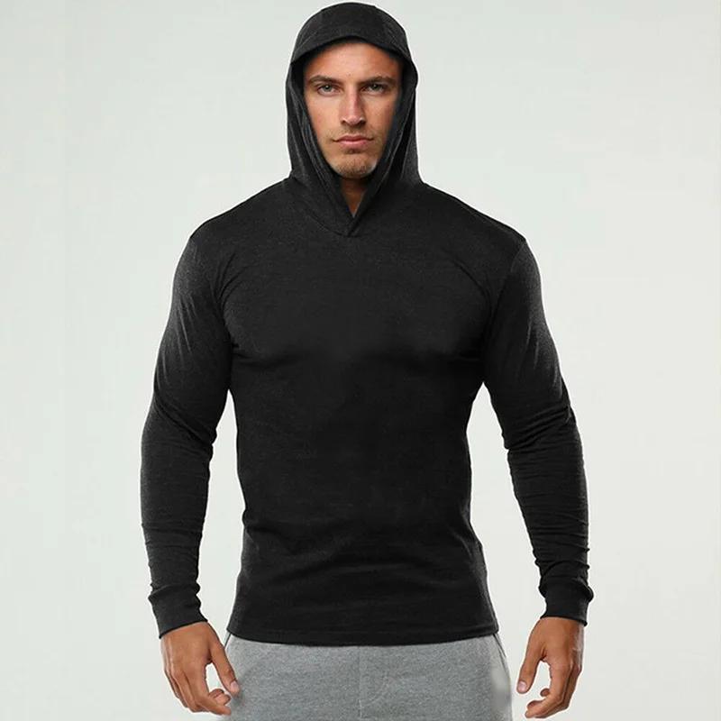 Vêtements de sport de couleur unie, T-Shirt à manches longues, coupe cintrée, en coton respirant, vê
