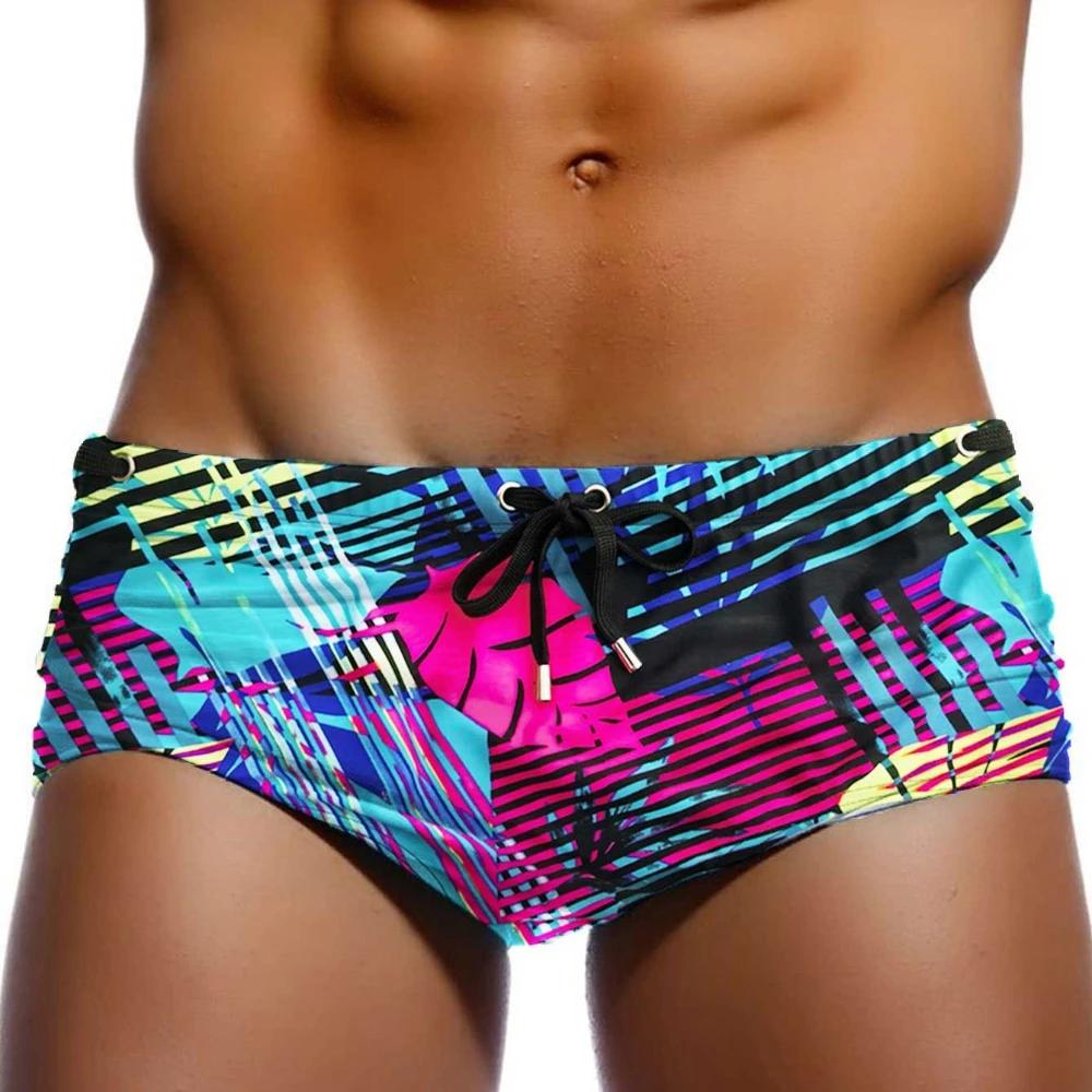 Maillot de bain Sexy pour hommes, imprimé feuilles, Boxer, slip, Bikini, coupe brésilienne, maillot