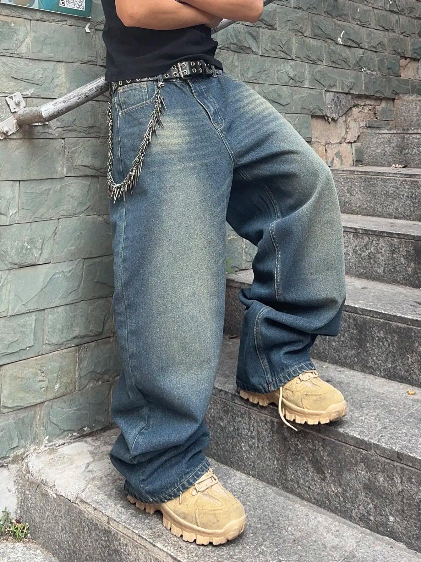 Vintage hommes y2k extensible Baggy Denim jean pour hommes mode pantalons décontractés Streetwear De