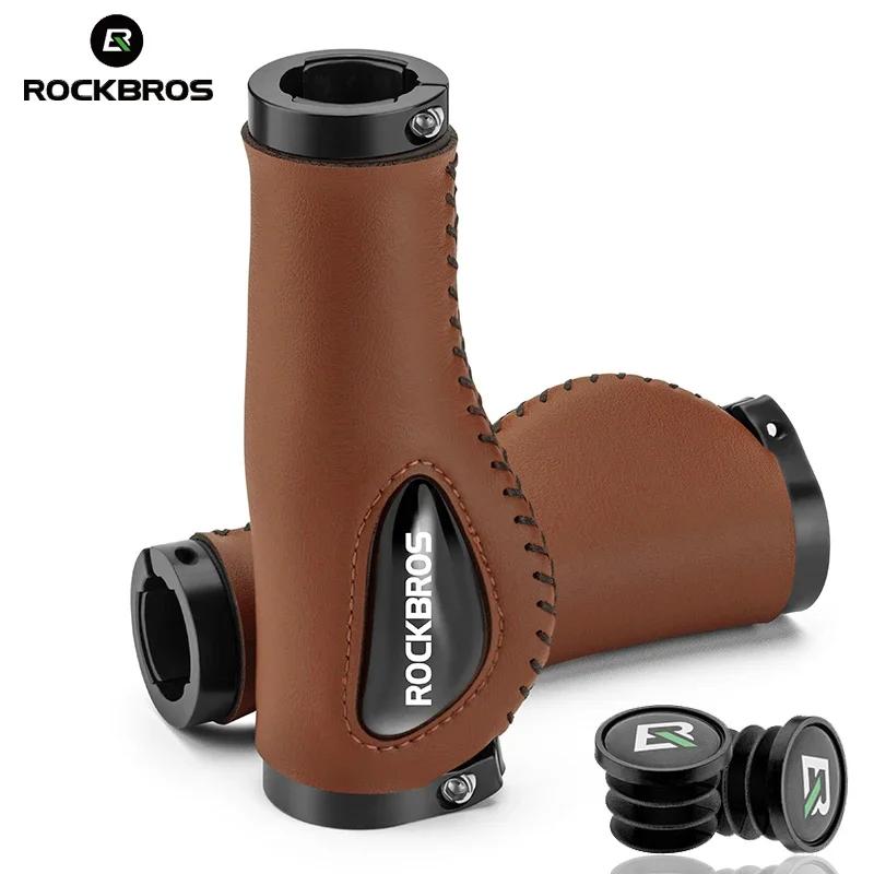 ROCKBROS – poignées de vélo en cuir, en Silicone liquide, pour vtt, ergonomique, verrouillage bilaté