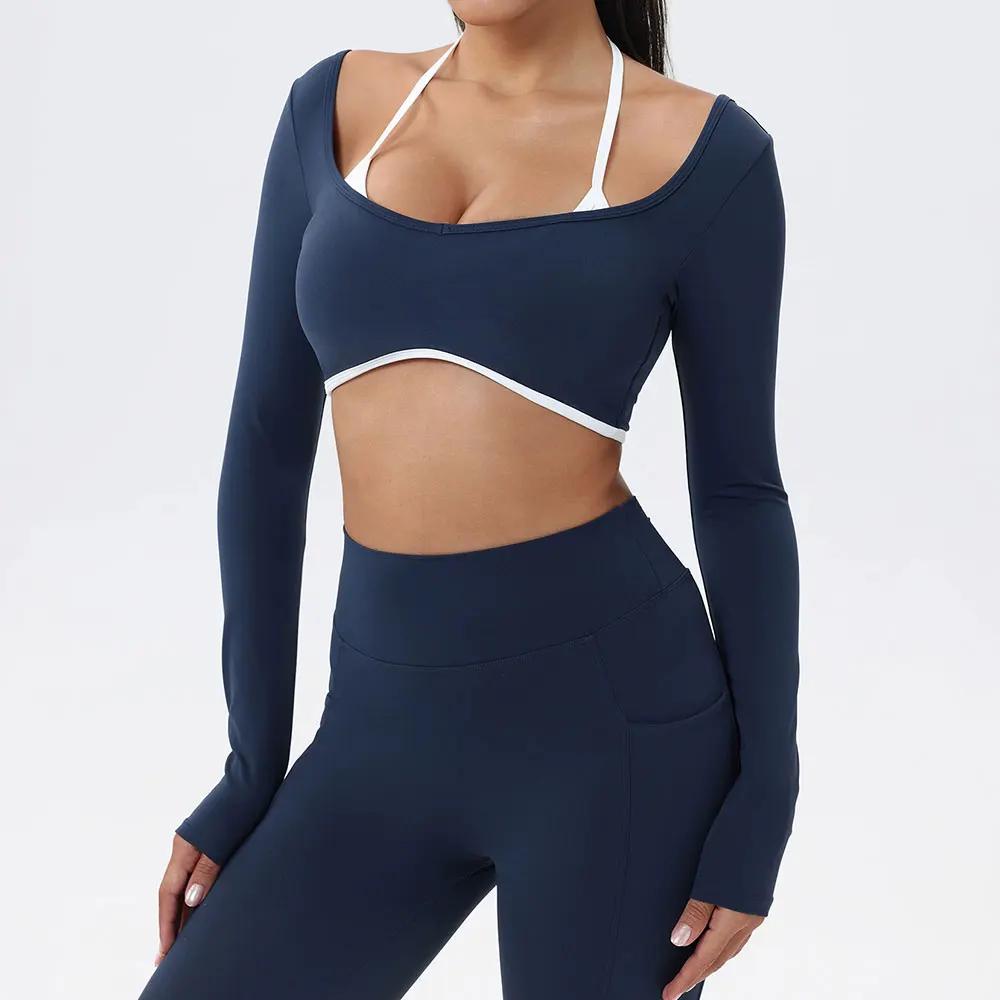 Haut de Sport Sexy pour femmes, T-shirts de Yoga dos nu, chemises de course, d'entraînement, de gymn