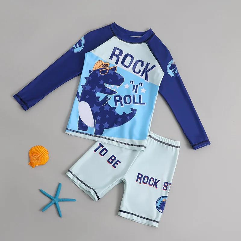 Maillot de bain été enfant deux pièces garçon - Protection solaire, manches longues, natation sécurité