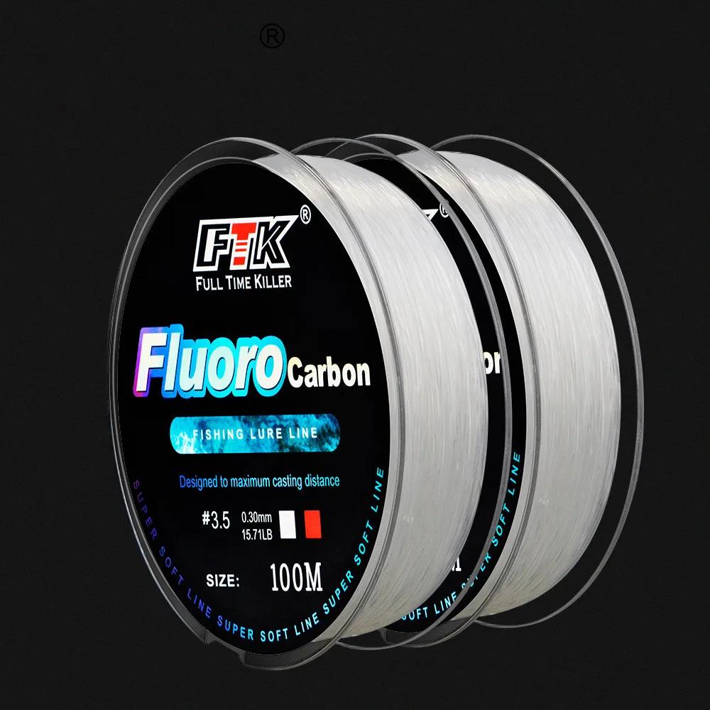 Ligne de pêche avec appâts en fluorocarbone de 100m, pêche à la mouche en fibre de carbone, pêche sa