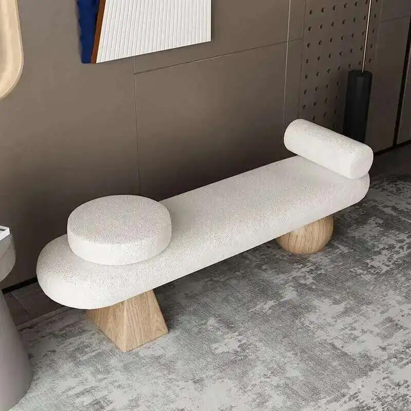 Tabouret à chaussures nordique en bois massif, créatif, en laine, pour porte de canapé, sens senior,