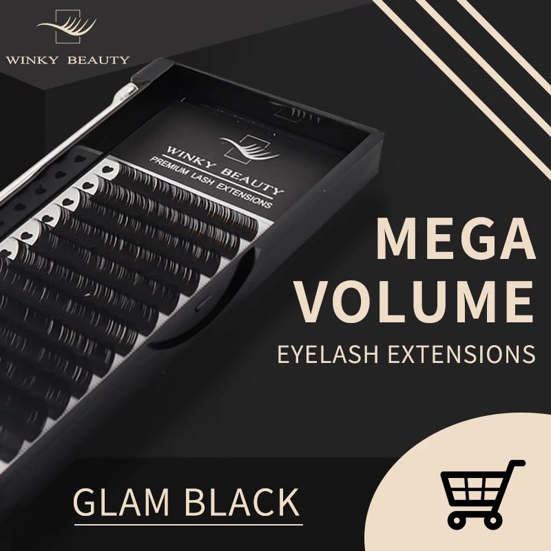Winky Beauty-Extensions de cils individuelles, avec logo personnalisé, volume russe classique, pour