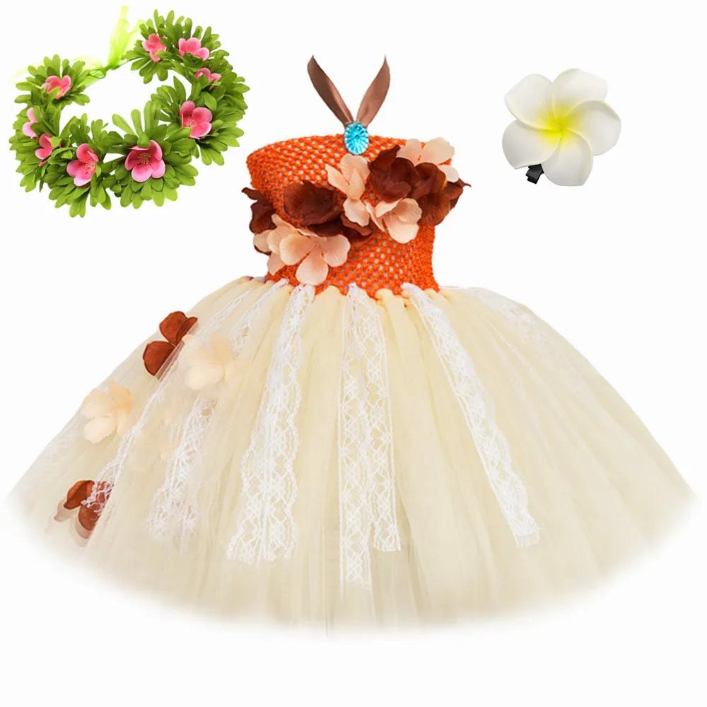 Robe princesse Moana pour filles, vêtements d'halloween, thème fête d'anniversaire, Tutu en Tulle, t