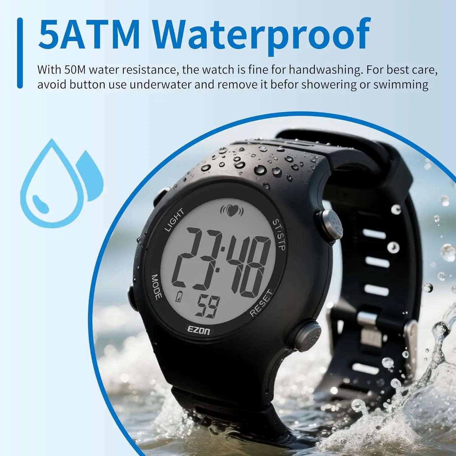 Montres numériques de sport avec sangle de poitrine pour hommes et femmes, moniteur de fréquence car