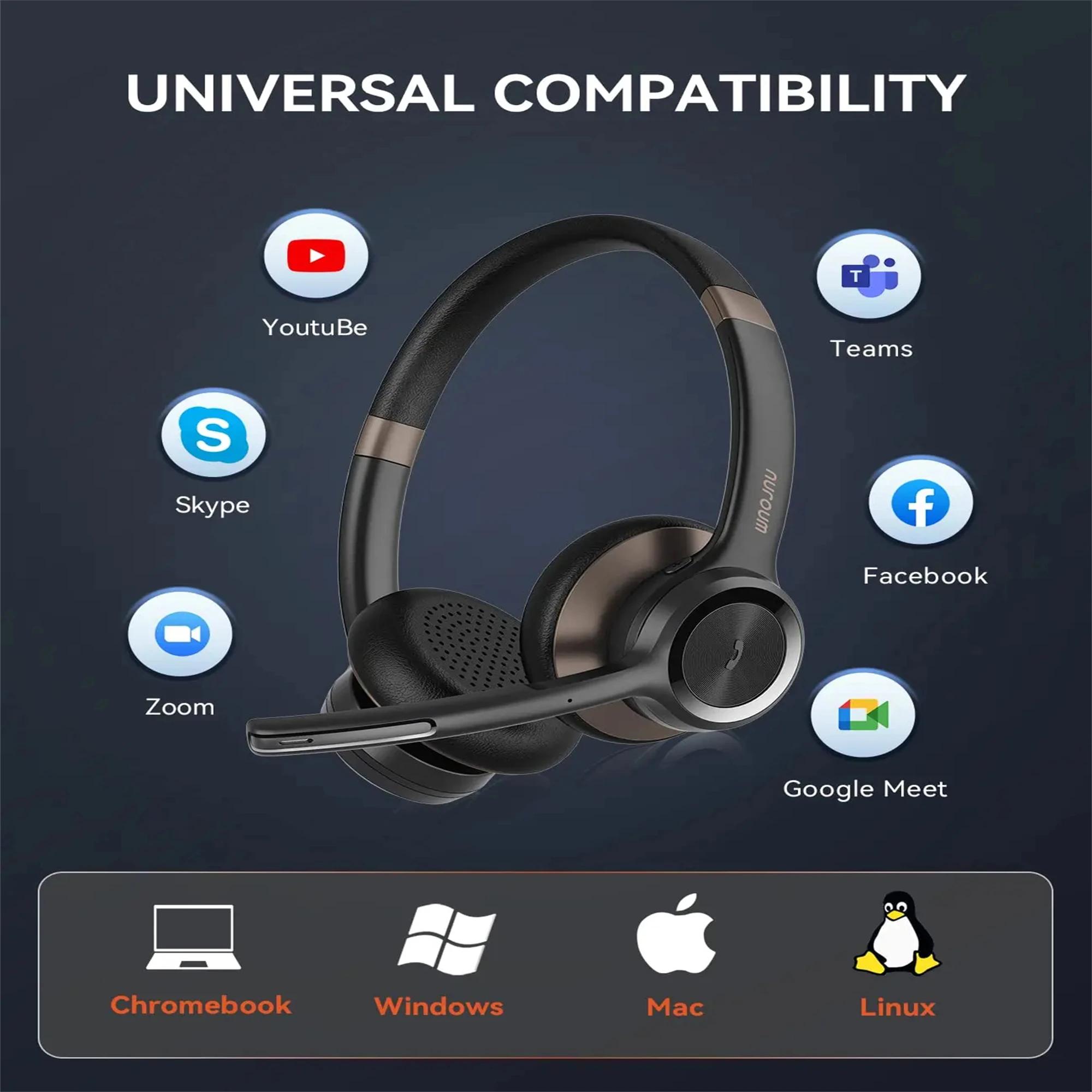 Nuroum Gardens-Casque de bureau sans fil Bluetooth Ai, suppression du bruit, système de conférence,