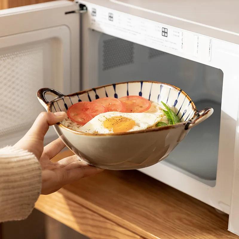 Bol à nouilles japonais de 7.5 pouces, bol à soupe en céramique avec poignée, bol à pâtes à salade,