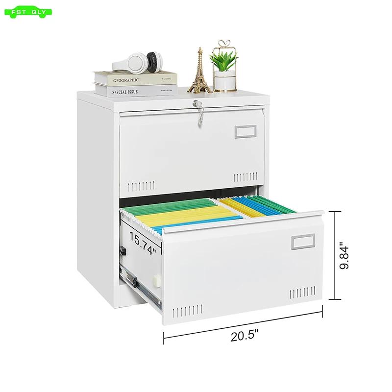 2 MELMetal-Classeur latéral avec serrure, armoire verticale de bureau pour le bureau à domicile/léga