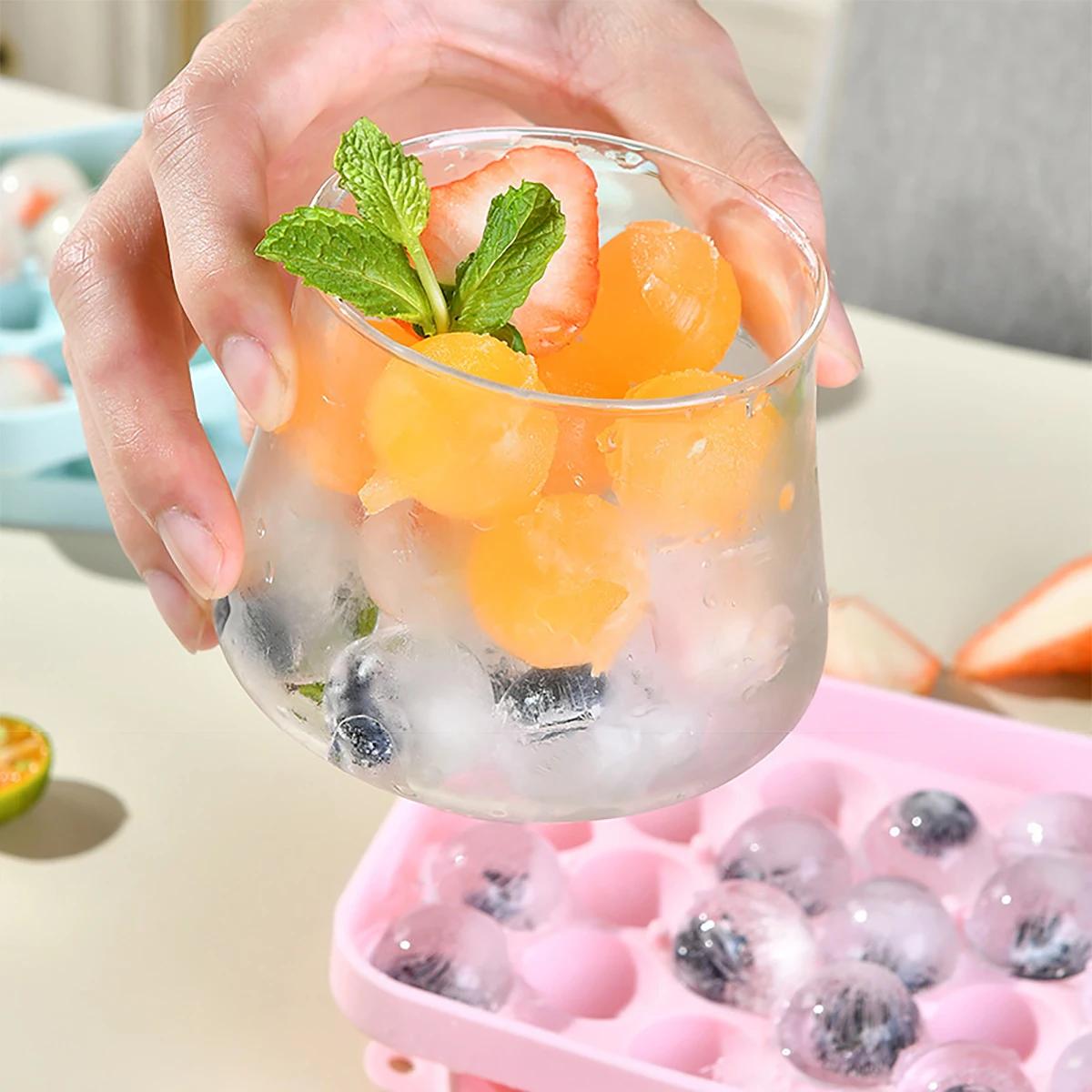 Moule à glaçons en Silicone à 25 grilles, boule de glace avec couvercle, boîte de rangement de glace