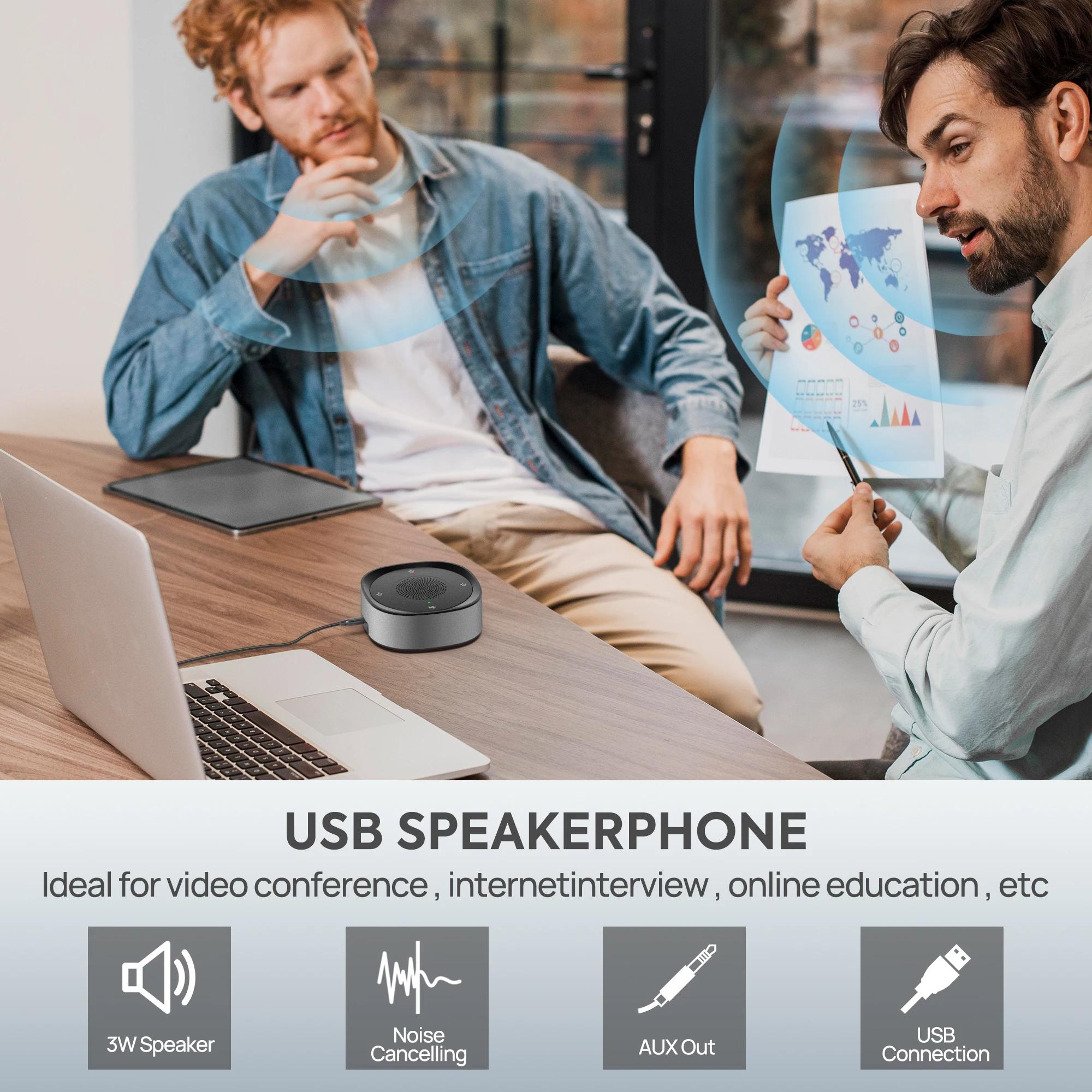 Haut-parleur de conférence USB, Microphone filaire, touche tactile, Omni, micro directionnel, PnP, p