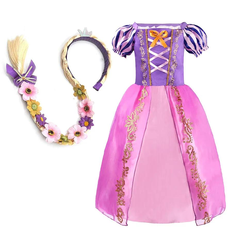 Robe raiponce pour enfants de 3 à 8 ans, Costume de fête emmêlé pour filles, fantaisie d'anniversair
