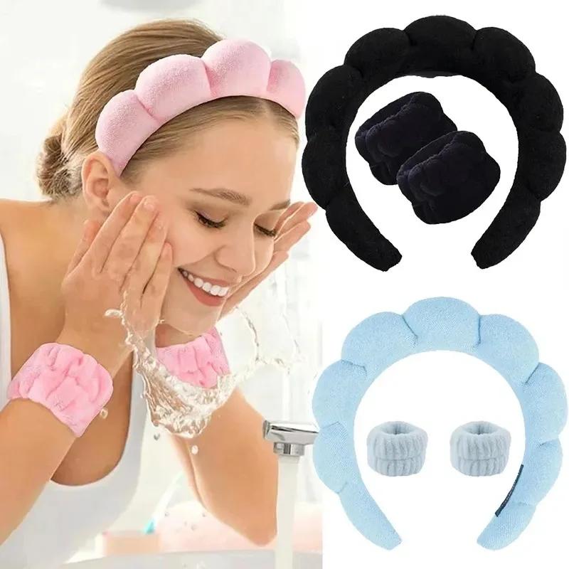 Ensemble de bandeaux de lavage élégants, 3 pièces, chouchous, bandeau à bulles pour Spa, pour laver