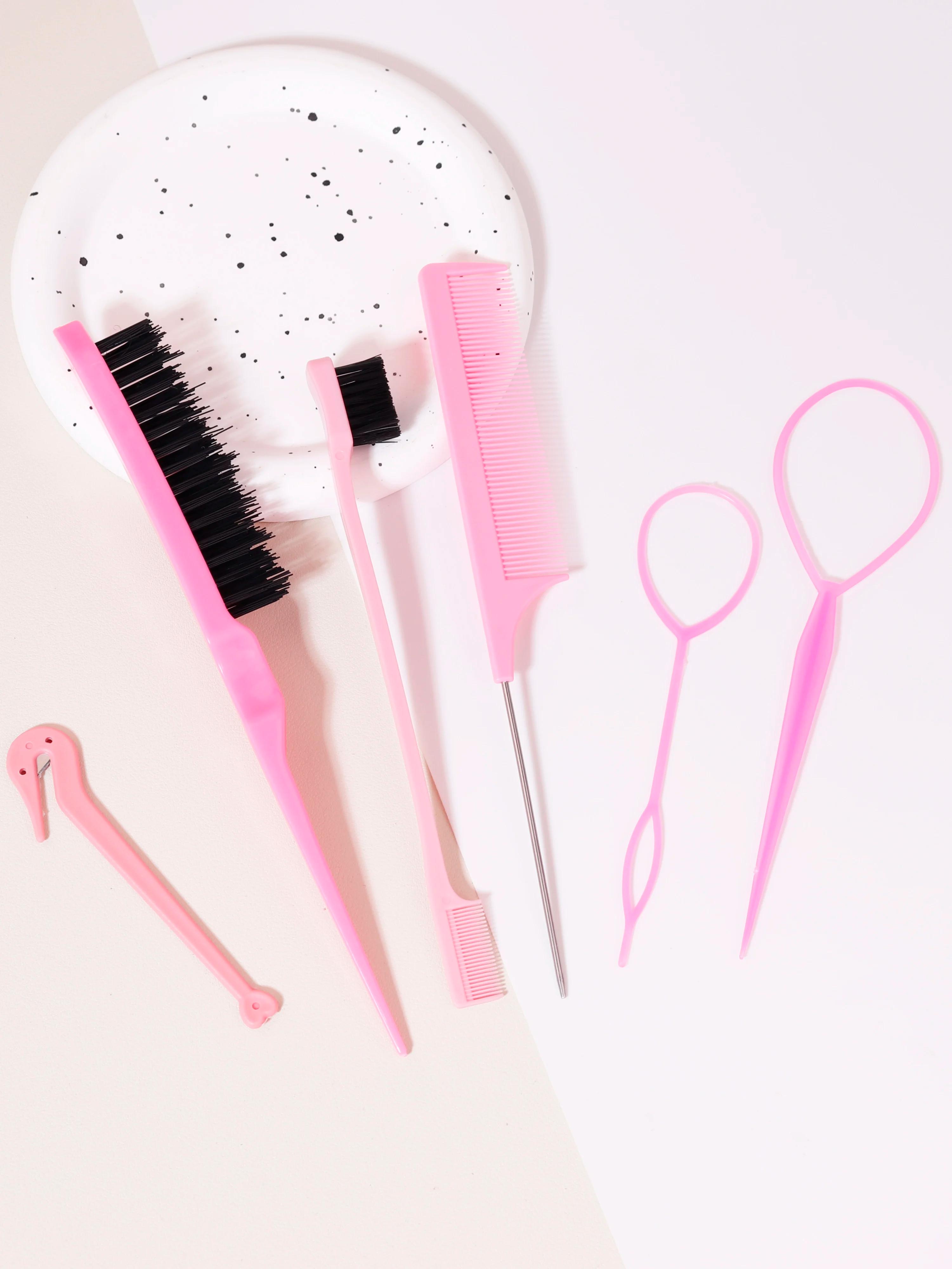 Ensemble de Peignes de Coiffure, Brosse à Queue Jolie tue, Outil de Tissage, Anneau, Coupe-artificie