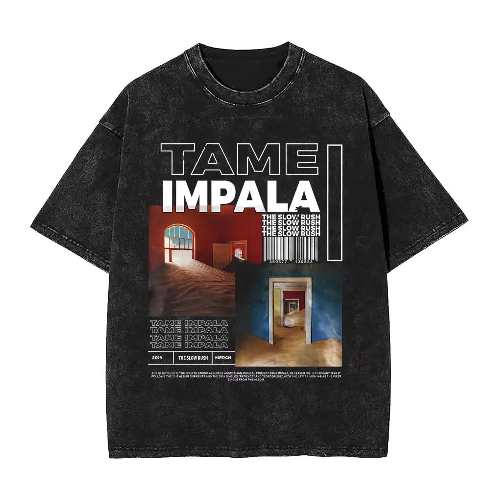 VintageWashed Pop Rock Band Tame Impala Currents impression graphique t-shirts hommes femmes décontr