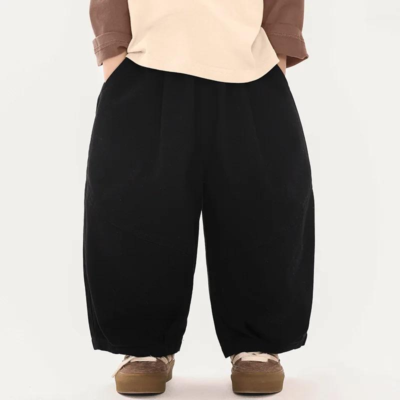Pantalon sarouel élégant pour garçons, couleur unie, ample, en pur coton, décontracté, pour enfants