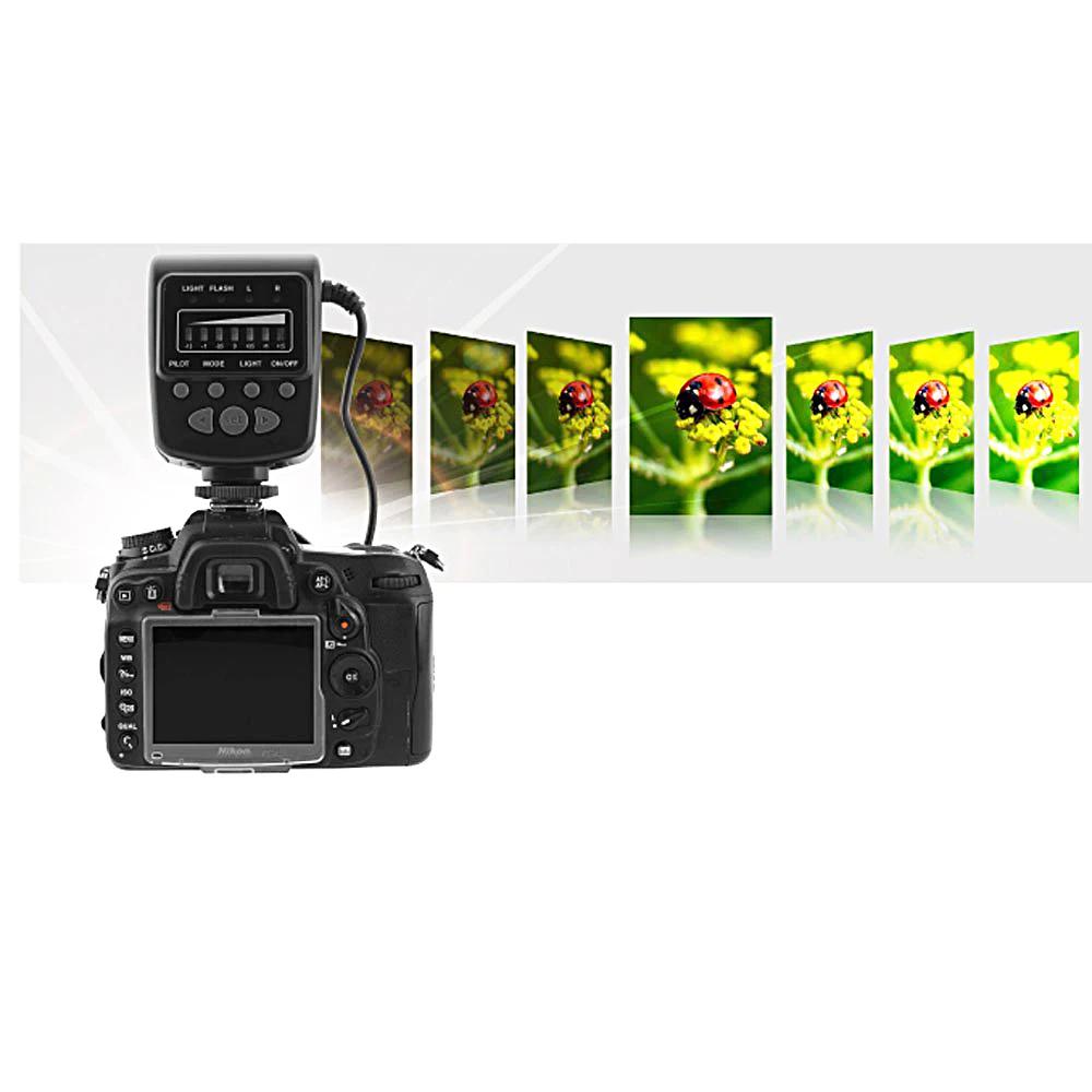 Meike – bague Flash Macro LED FC-100 avec 8 adaptateurs, pour Canon, Nikon, Pentax, Olympus, Panason