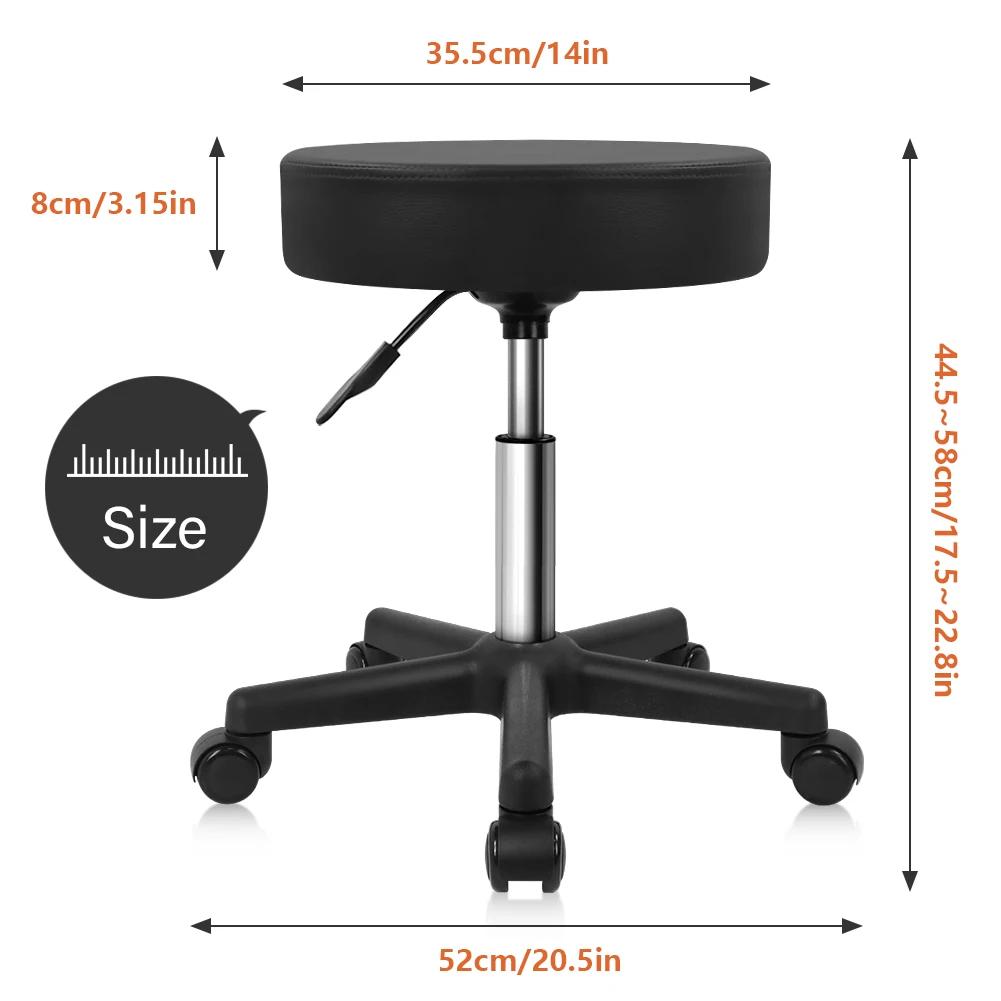 KKTONER-Tabouret Roulant Rond en Cuir PU, Compression Réglable, Proximité, Travail, SPA, Salon, Pist