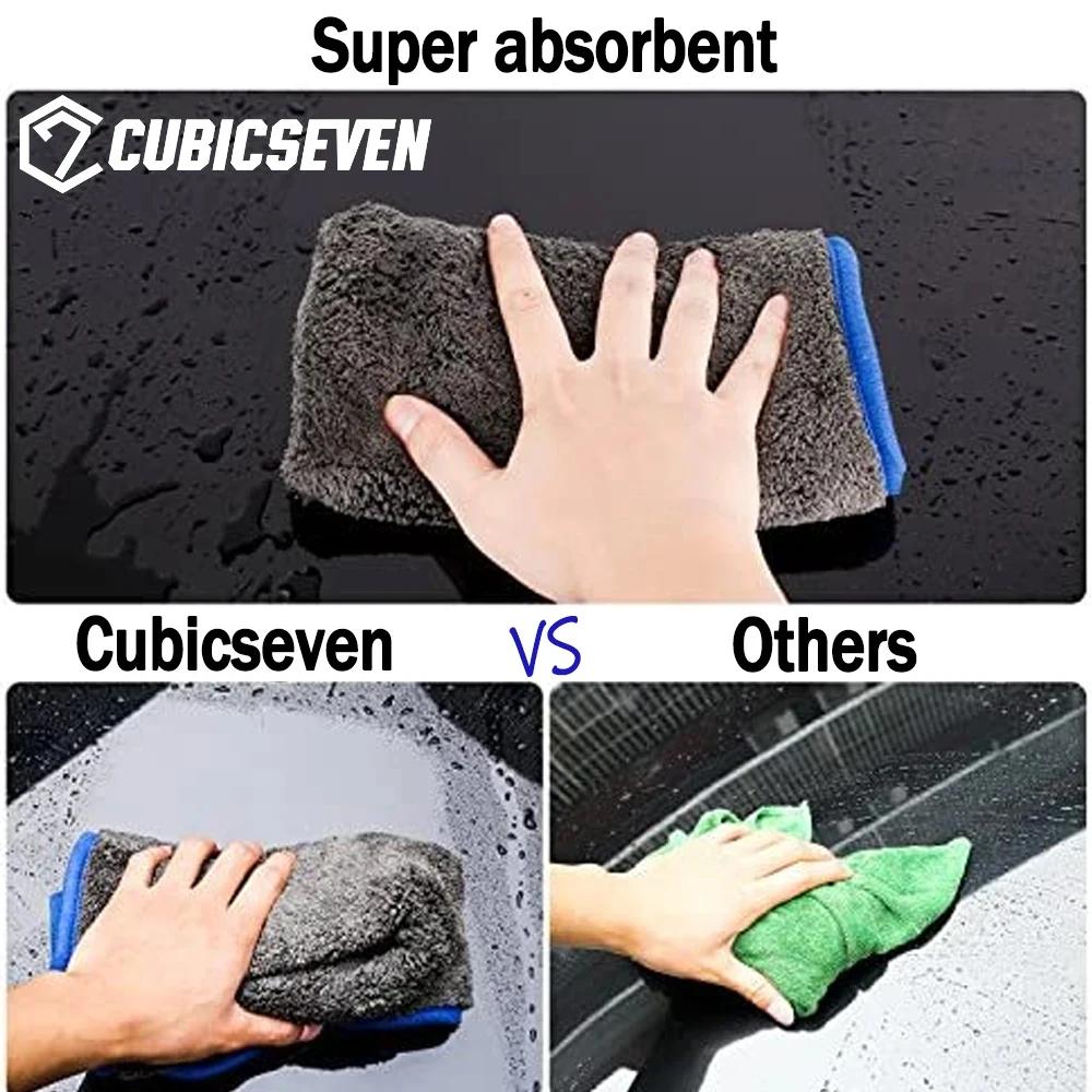 Cubicseven-Serviette de Lavage en Microcarence pour Voiture, Double Couche, Super Absorbante, Fourni