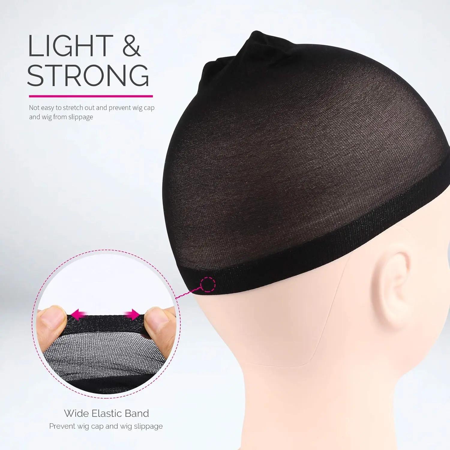 Bonnet de perruque 4 pièces bonnets de perruque en nylon bonnets de perruque noirs nus pour femmes b