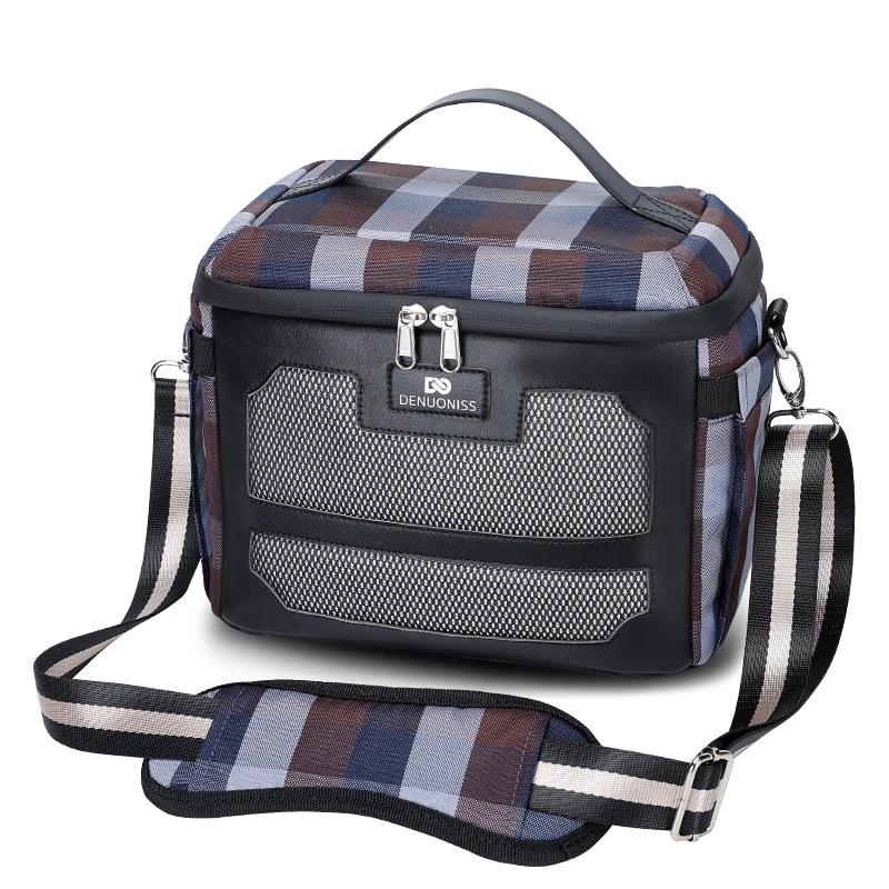 DENUONISS nouveau sac isolé à carreaux sac froid Double isolation sac à déjeuner en maille de grande