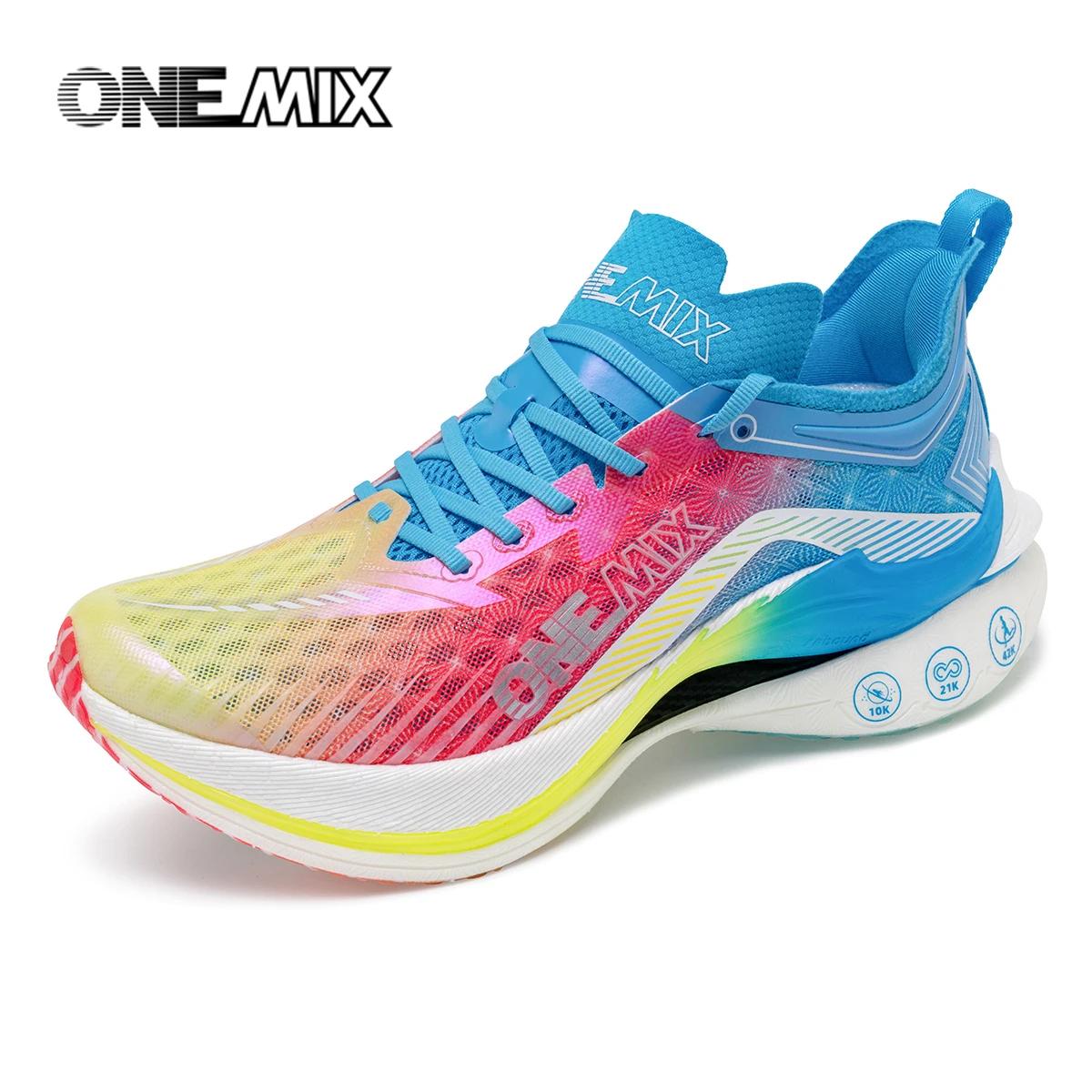 Chaussures de trail ONEMIX Racing : coussin respirant, plaque carbone pour marathon et entraînement