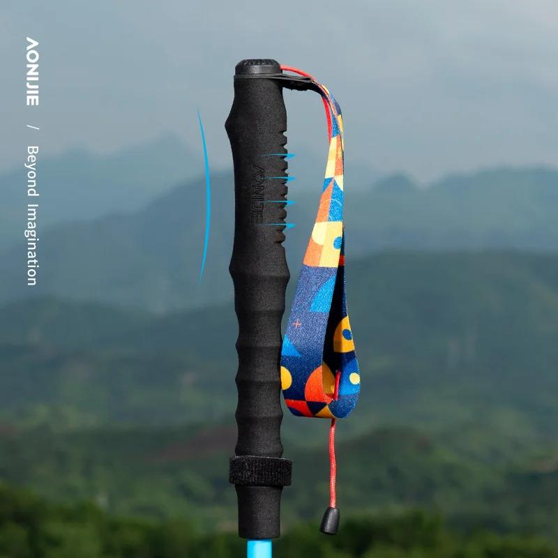 AONIJIE E4207-Bâton de Randonnée Unisexe en Alliage d'Aluminium, 4 Sections, Bâton de Marche de Fond