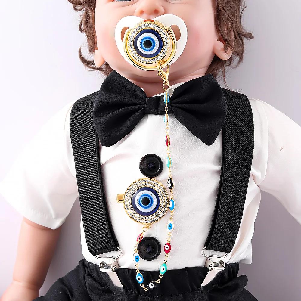 Tétine blanche en Silicone pour nouveau-né, avec Clip en chaîne, tétine pour bébé, sans BPA