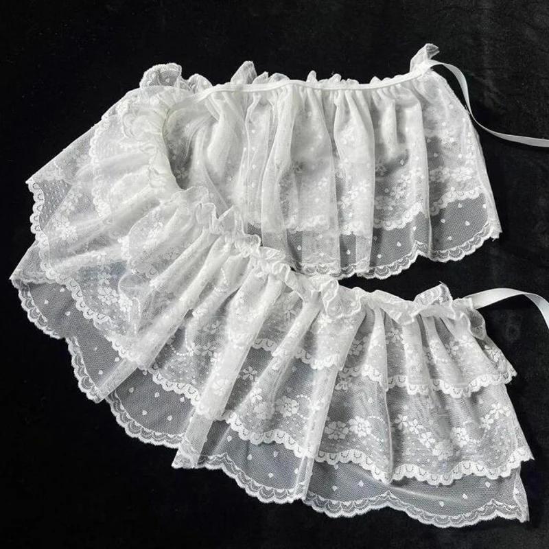 2026 Jupes coréennes uniques en gaze superposée avec dentelle, coupe trapèze courte, mini-jupes blan