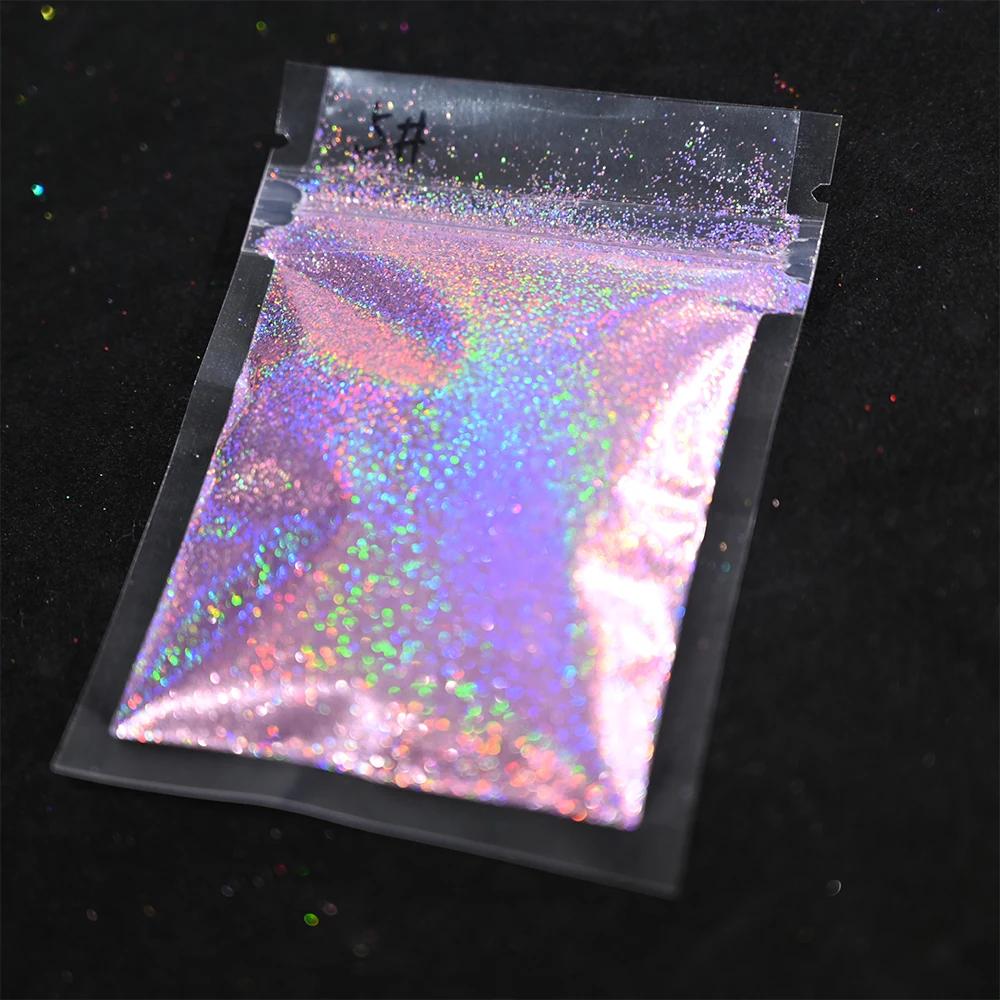 Paillettes holographiques Laser arc-en-ciel pour ongles, 0.2MM, poudre scintillante pour ongles, 10G