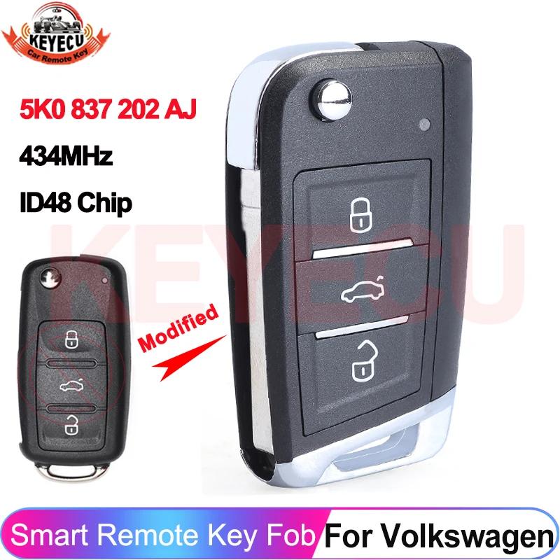 KEYECU 5K0 837 202 AJ clé télécommande améliorée pour VW Volkswagen Caddy Polo Transporter Beetle Je