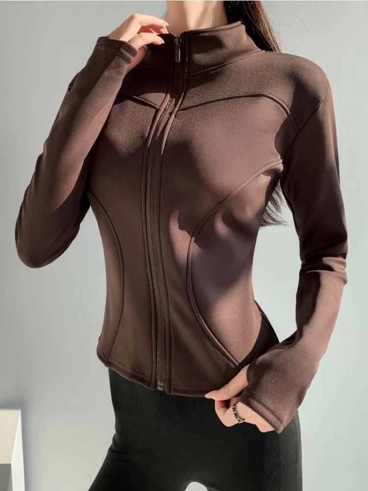 Veste slim fit à manches longues pour femme, manteau polaire chaud et épais avec fermeture éclair co