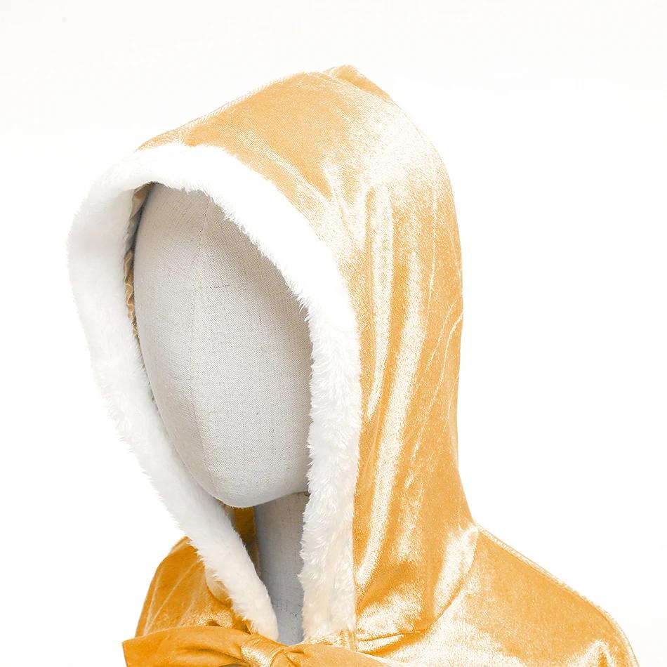 Cape de princesse à capuche solide pour filles, Cape d'hiver pour enfants, Costume de fête de noël,