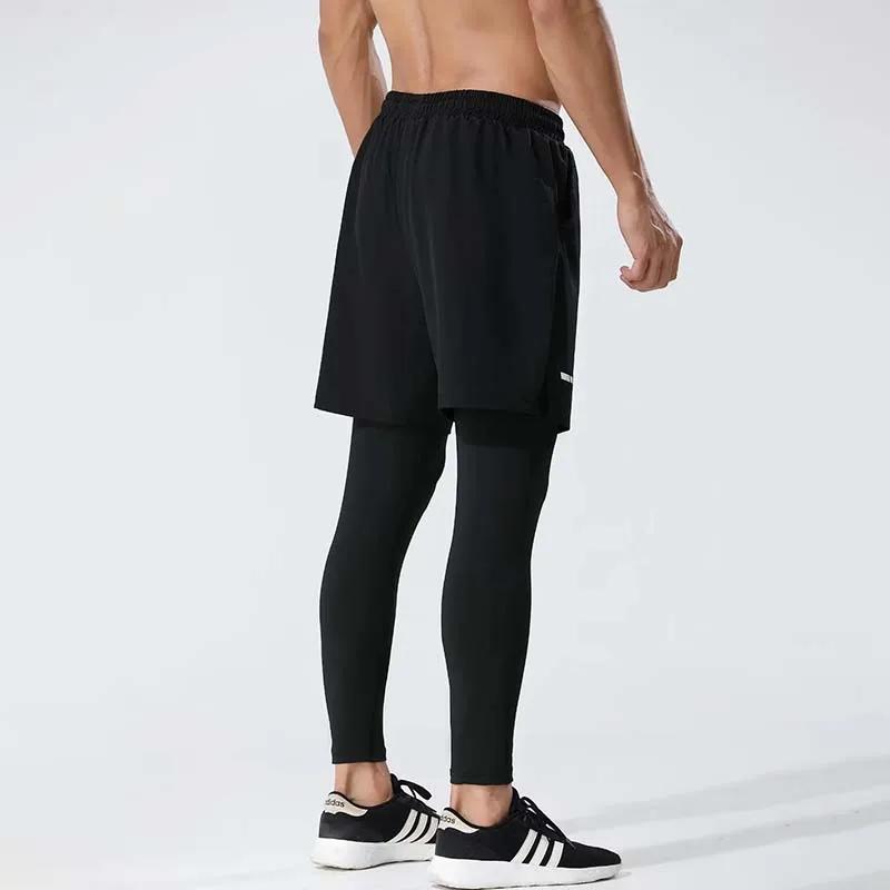 Pantalons de course pour hommes collants de Sport de Compression 2 en 1 Leggings de Fitness à séchag