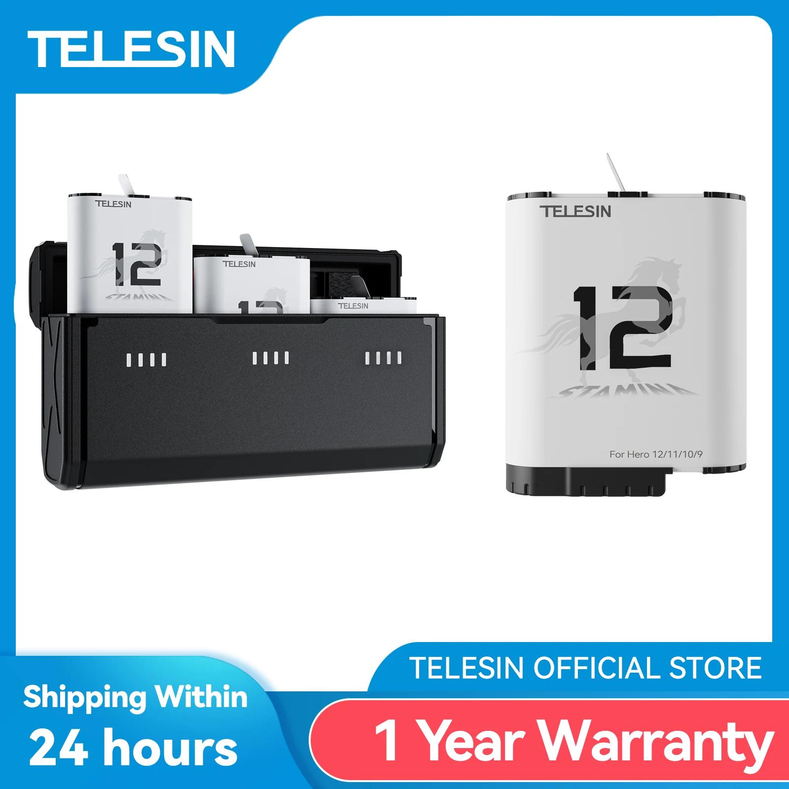 TELESIN 1750 mAh batterie d'endurance pour GoPro Hero 12 11 10 9 accessoires Gopro avec boîtier de b