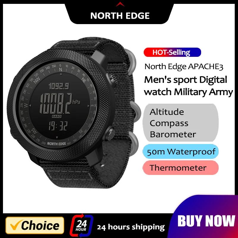 NORTH EDGE – montre connectée pour hommes, horloge militaire, boussole, altimètre, baromètre, podomè