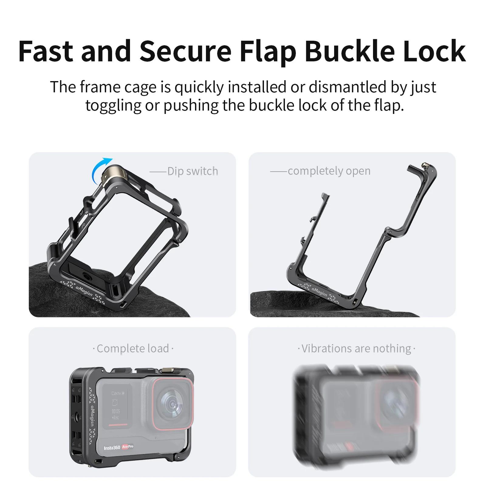 AMagisn-Étui de protection horizontal et vertical, cadre en métal à dégagement rapide, appareil phot