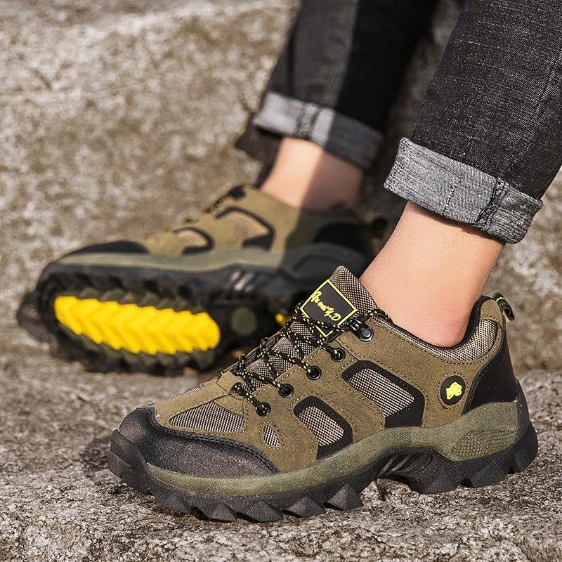 Chaussures de randonnée pour hommes, résistantes à l'usure, en cuir et maille, respirantes, pour la